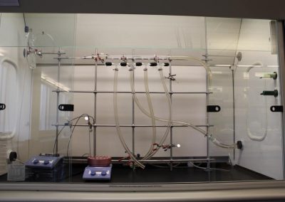 Fume hood equipped with Schlenk line